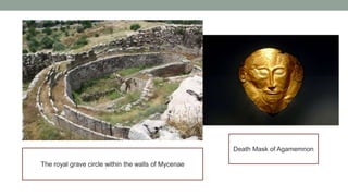 The royal grave circle within the walls of Mycenae
Death Mask of Agamemnon
 
