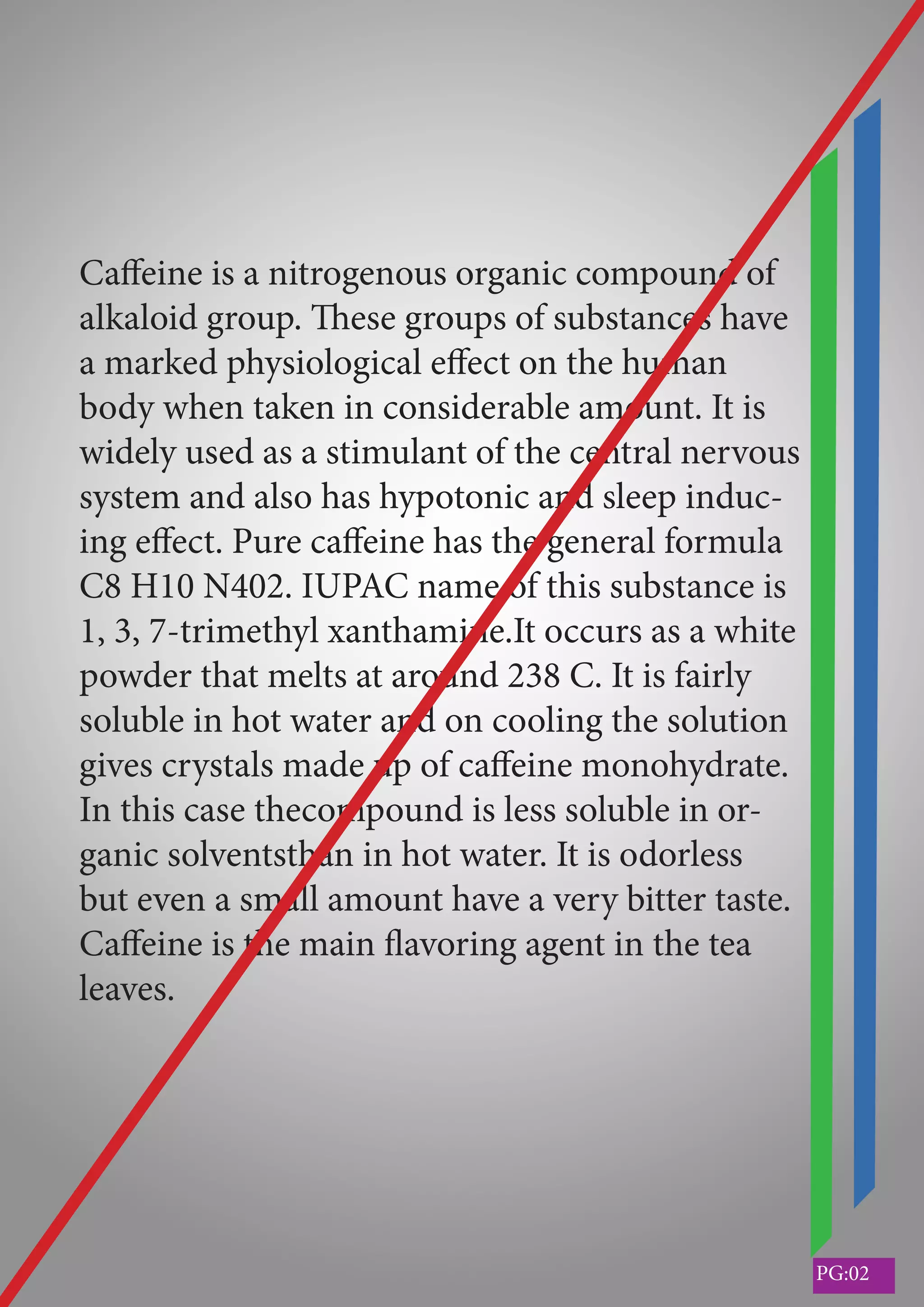 chemistry investigatory-Amount of caffeine present in tea samples | PDF