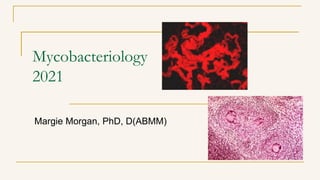 Mycobacteriology
2021
Margie Morgan, PhD, D(ABMM)
 