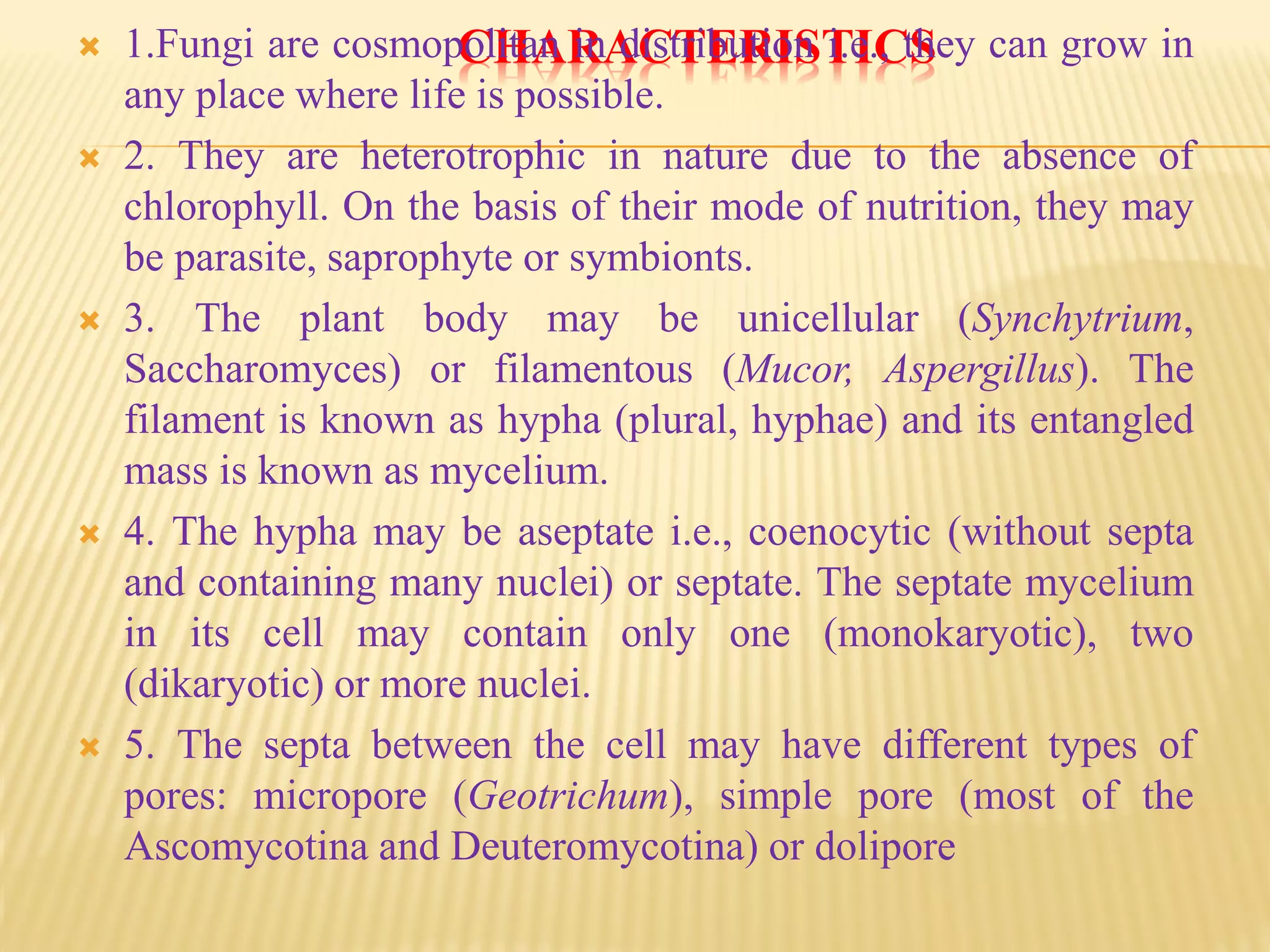 Fungi- Characteristics and Classification | PDF