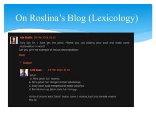 On Roslina’s Blog (Lexicology)
 