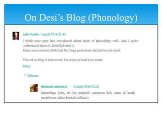 On Desi’s Blog (Phonology)
 