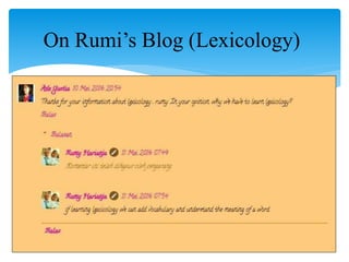 On Rumi’s Blog (Lexicology)
 