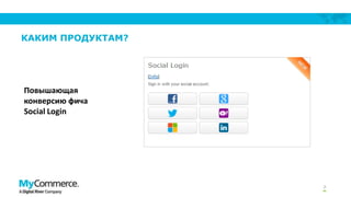 КАКИМ ПРОДУКТАМ?

Повышающая
конверсию фича
Social Login

7

 