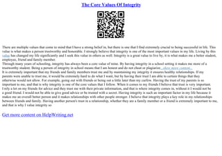 My Core Values Essay | PDF