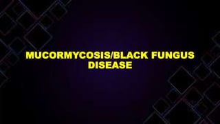 MUCORMYCOSIS/BLACK FUNGUS
DISEASE
 