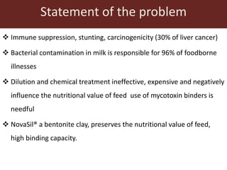 Efficacy of mycotoxin binder on aflatoxin M1 and Mazzican on total bacterial count in raw milk among smallholder dairy farmers in Kisumu County, Kenya