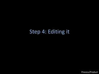 Step 4: Editing it
Process/Product
 