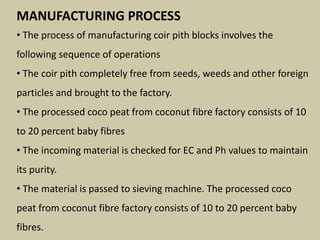 value added products of coirpith | PPTX