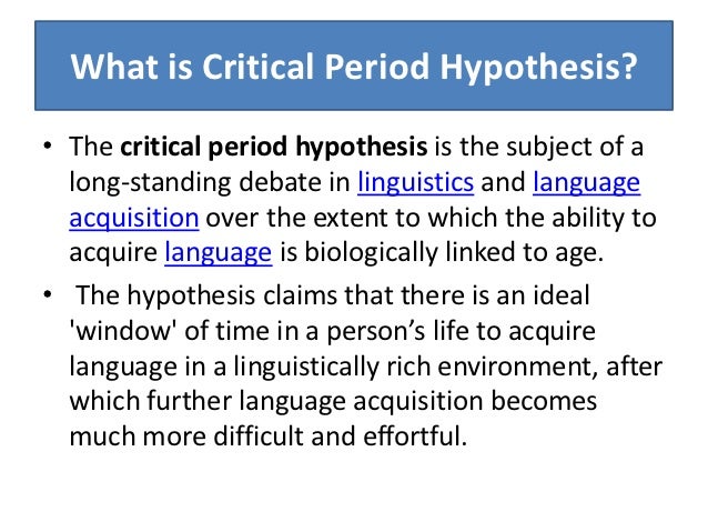 describe the critical period hypothesis