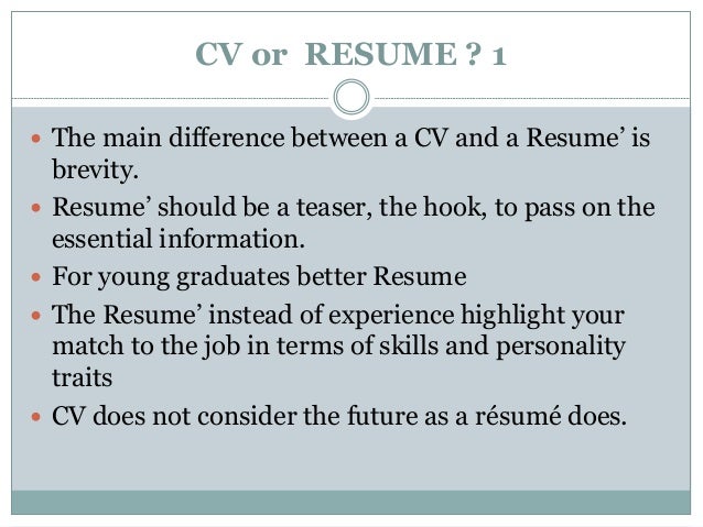 difference between a cv and a resumes