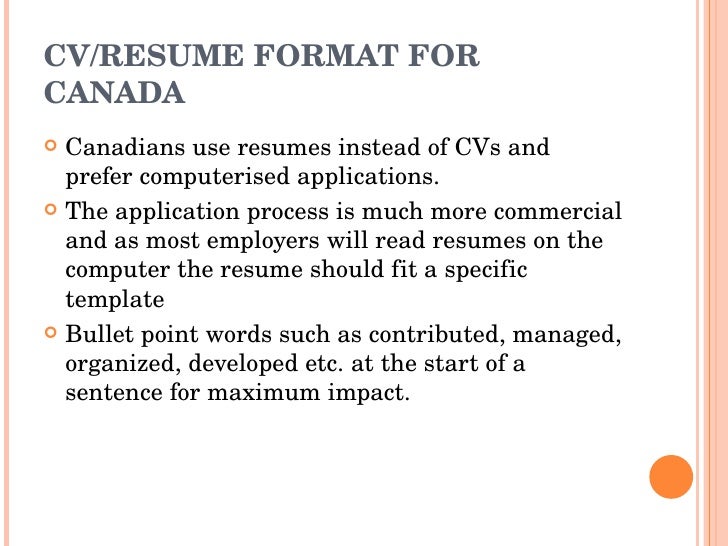 canadian format resumes