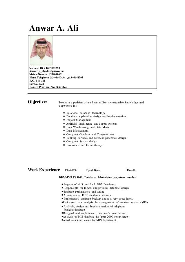 Resume Mr Anwar Ali