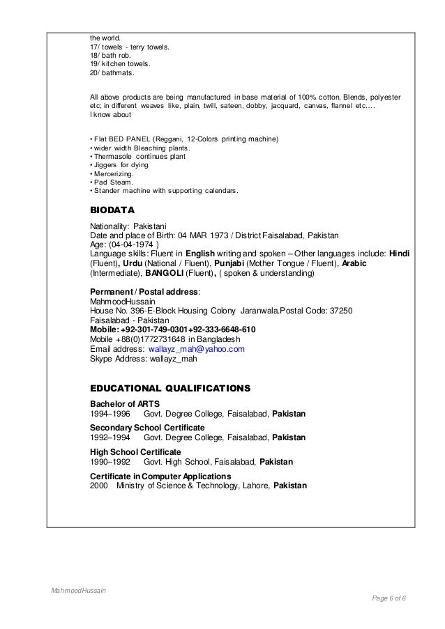 Resume Language Skills Mother Tongue