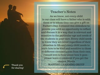 Teacher's Notes
As we know, not every child
in our class will have a father who is with
them or to whom they can give a gi...