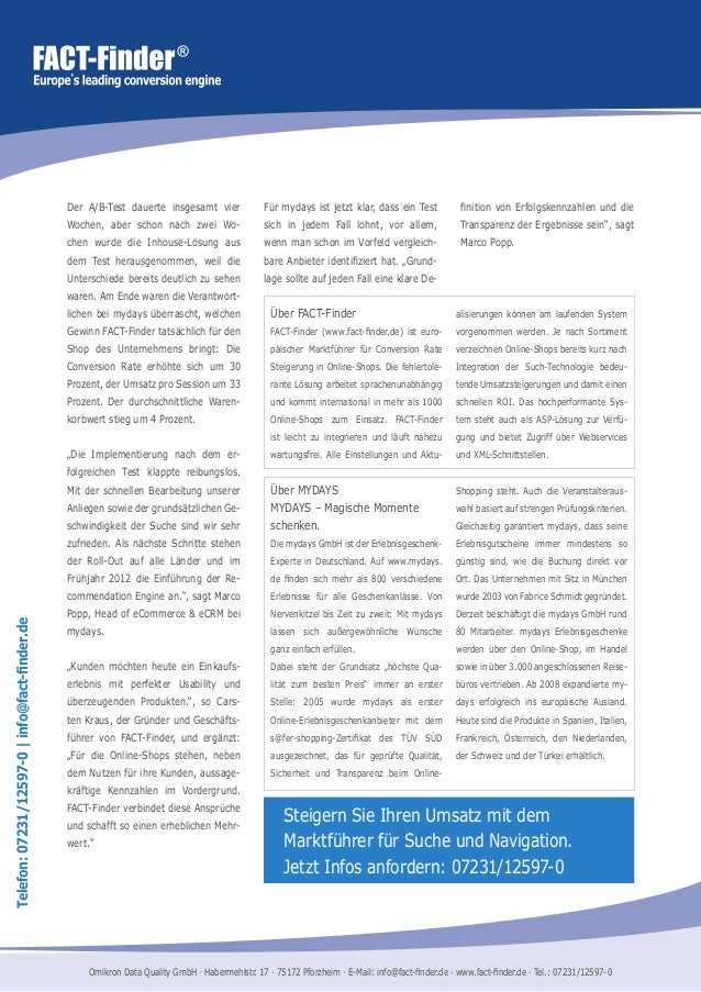 Mydays Steigert Mit Fact Finder Den Umsatz Um 33 Prozent