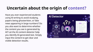 Accurate AI Content Detector for ChatGPT and other tools - MyDetector ...