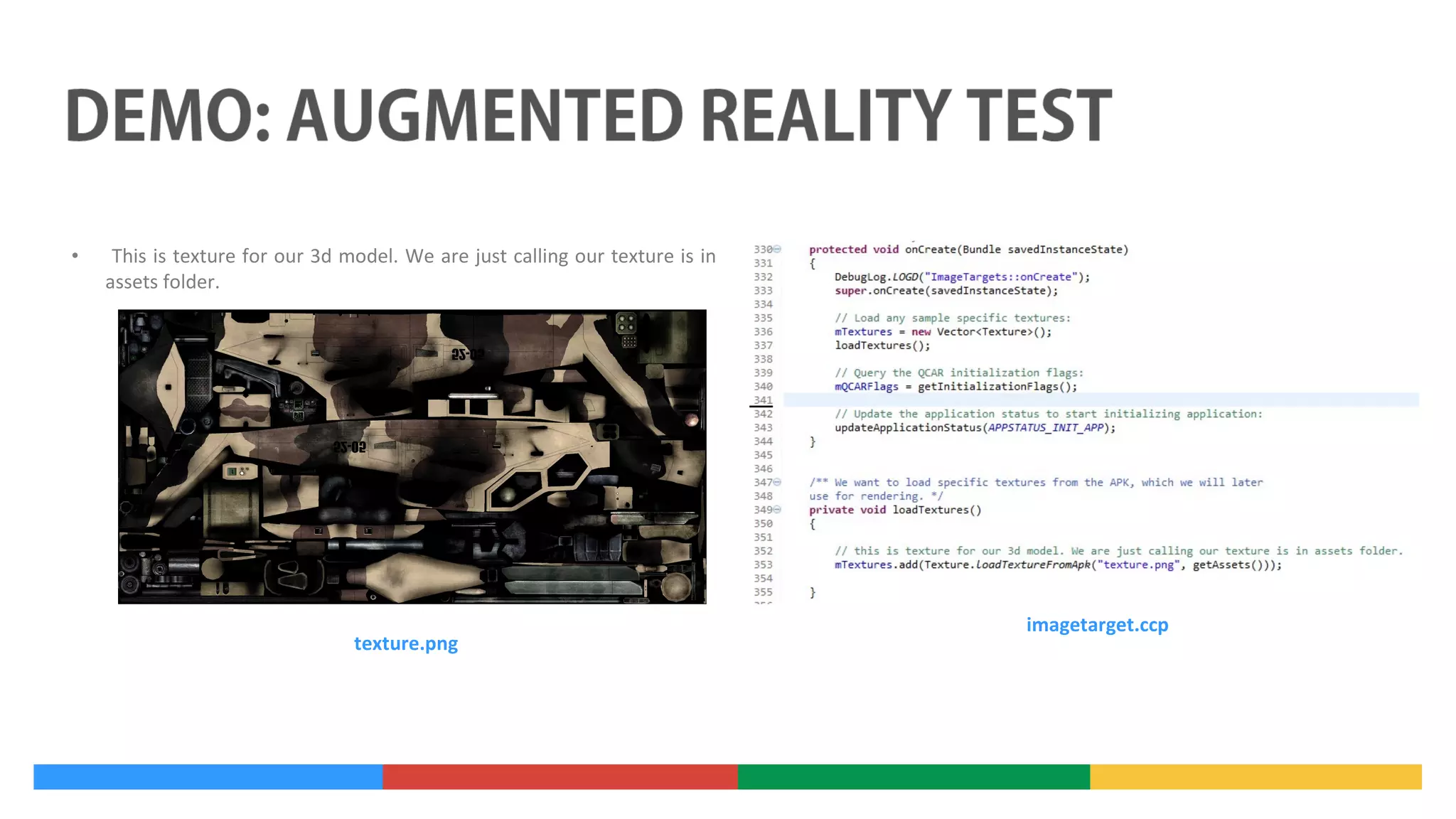 •

This is texture for our 3d model. We are just calling our texture is in
assets folder.

texture.png

imagetarget.ccp

 