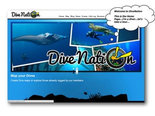 Welcome to DiveNation This is the Home Page...I’m a diver...let’s take a tour... 