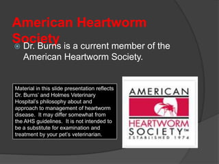 Member,
American Heartworm
Society is a current member of the
 Dr. Burns
   American Heartworm Society.


Material in thi...