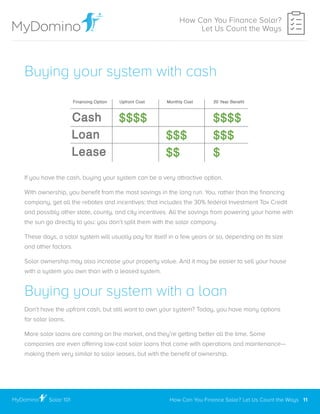 How Can You Finance Solar?
Let Us Count the Ways
Buying your system with cash
If you have the cash, buying your system can...