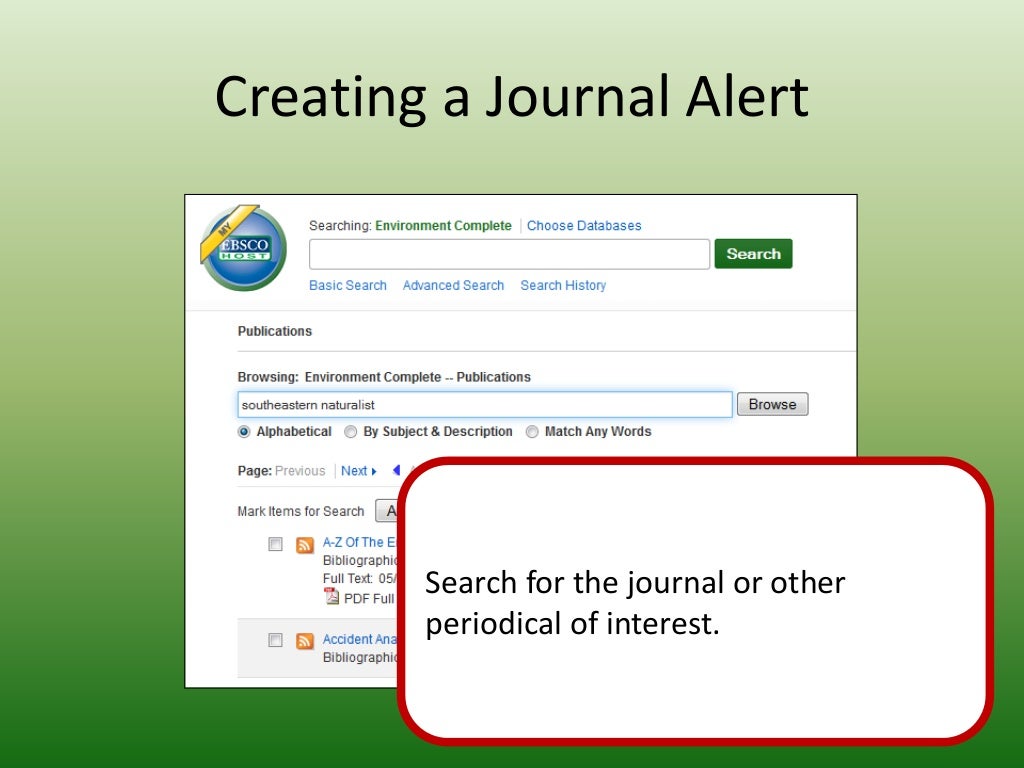 Save citations and create search and journal alerts in Save citations and create search and journal alerts in