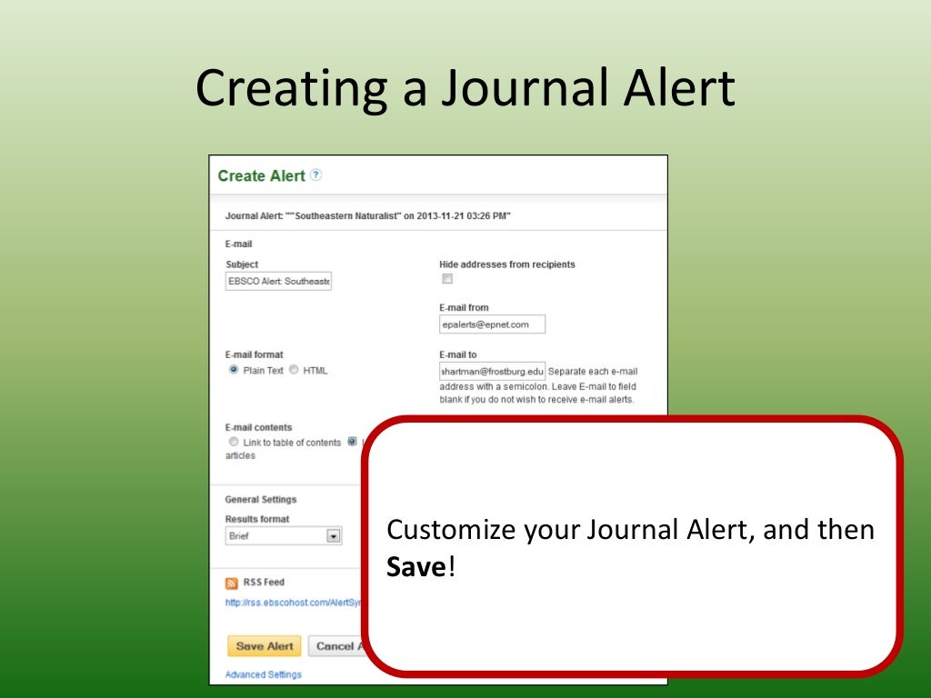 Save citations and create search and journal alerts in Save citations and create search and journal alerts in
