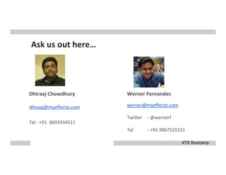 “The plugin is awesome! The posts look better, the blog
now has an option for instant feedback from
readers, and I have received a lot of positive feedback
from friends and readers on the plugin.”
- Apoorva Singh, Fashion Blogger, fashioncandy.me

#TiE Bootcamp

 