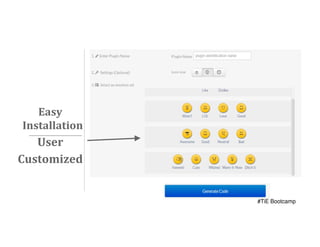 Easy
Installation

User
Customized

#TiE Bootcamp

 