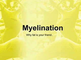 Myelination
 Why fat is your friend..
 