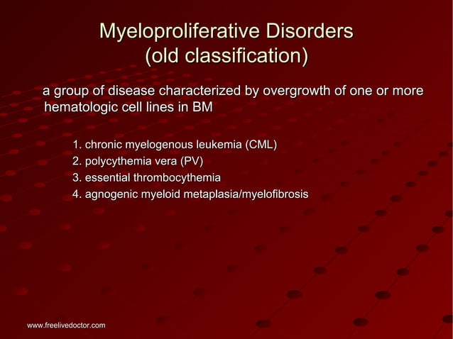 Myeloproliferative disorders | PPT | Blood Disorders | Diseases and ...