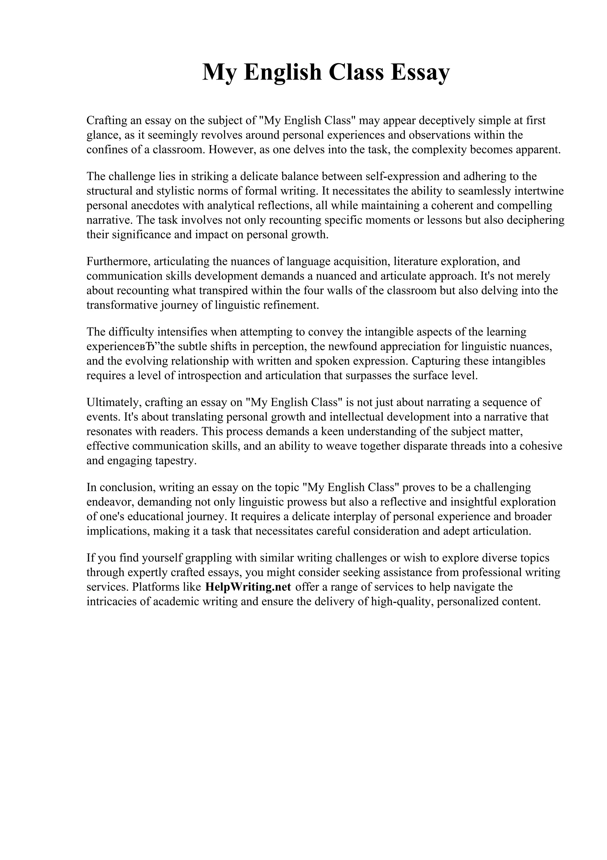 My English Class Essay Pdf My English Class Essay Pdf