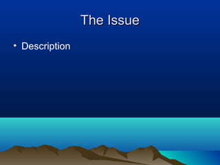 The IssueThe Issue
• Description
 