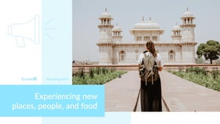 Myers Briggs ESTP
Experiencing new
places, people, and food
 