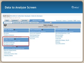Data to Analyze Screen 