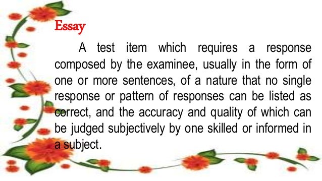 essay type of test sample