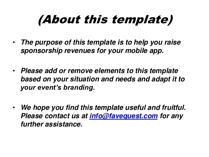 event mobile app sponsor proposal template app proposal template