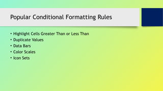 Mastering Advanced Excel: Conditional Formatting, Data Validation ...