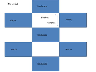 My layout 
landscape 
8 inches 
6 inches 
macro 
macro 
landscape 
macro macro 
landscape 
