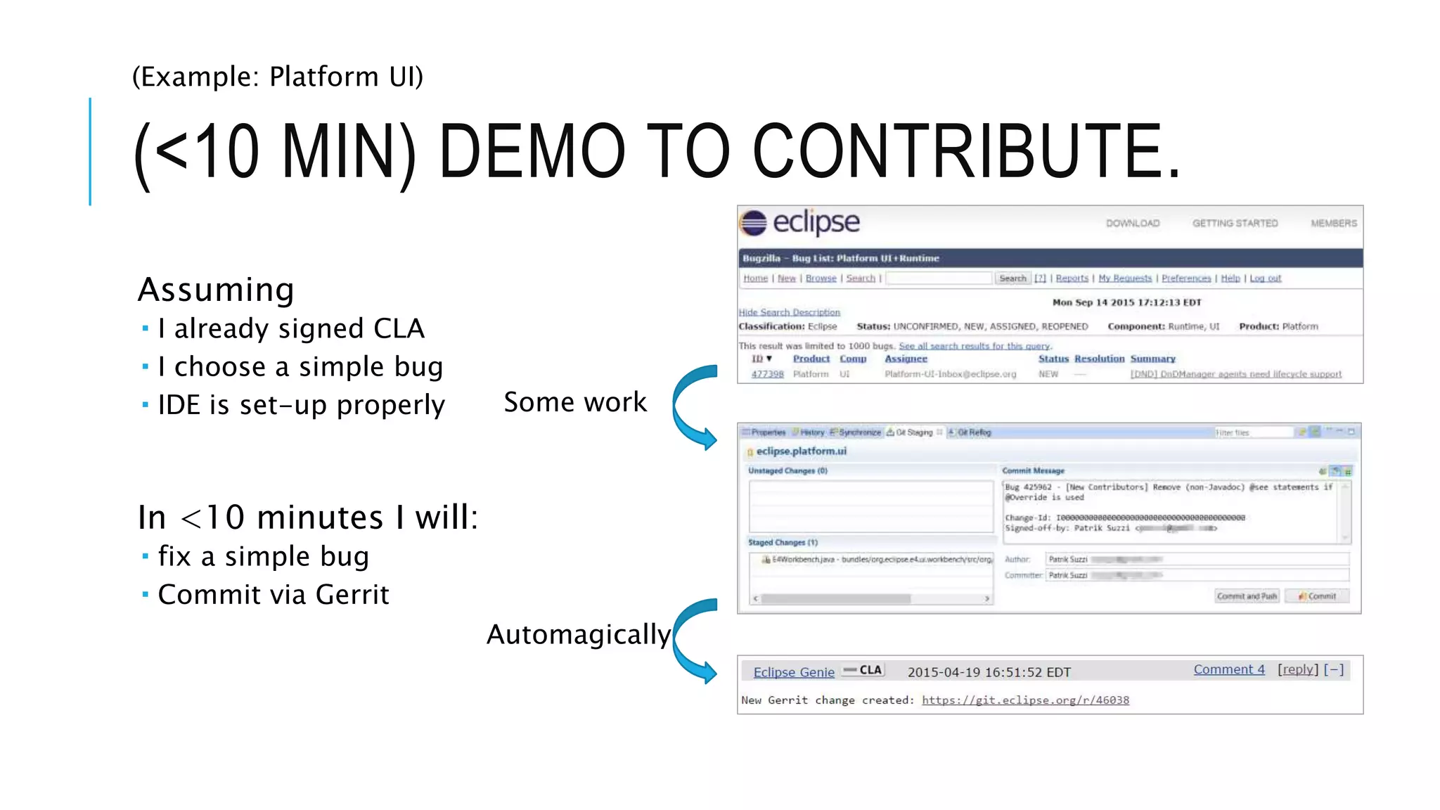 I wanted to get to the next level
• Eclipse Conference Europe
• Three days, European top event
 