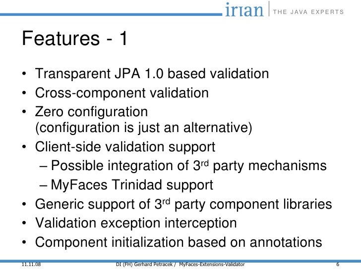 MyFaces Extensions Validator Part 1 of 3