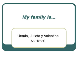 My family is…



Ursula, Julieta y Valentina
         N2 18:30
 