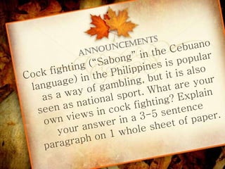 My father's tragedy  Demonstration Teaching