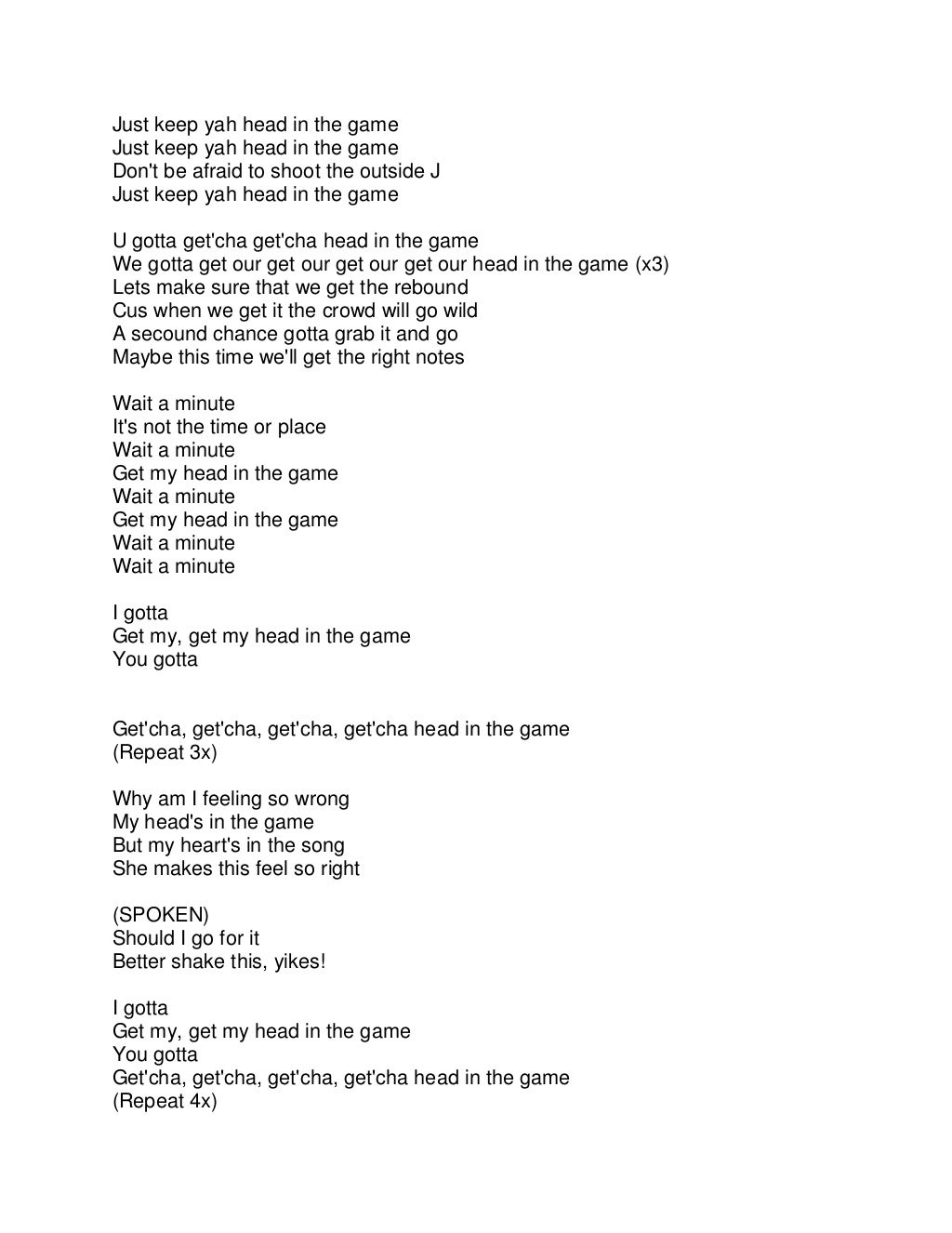 My favorite lyrics