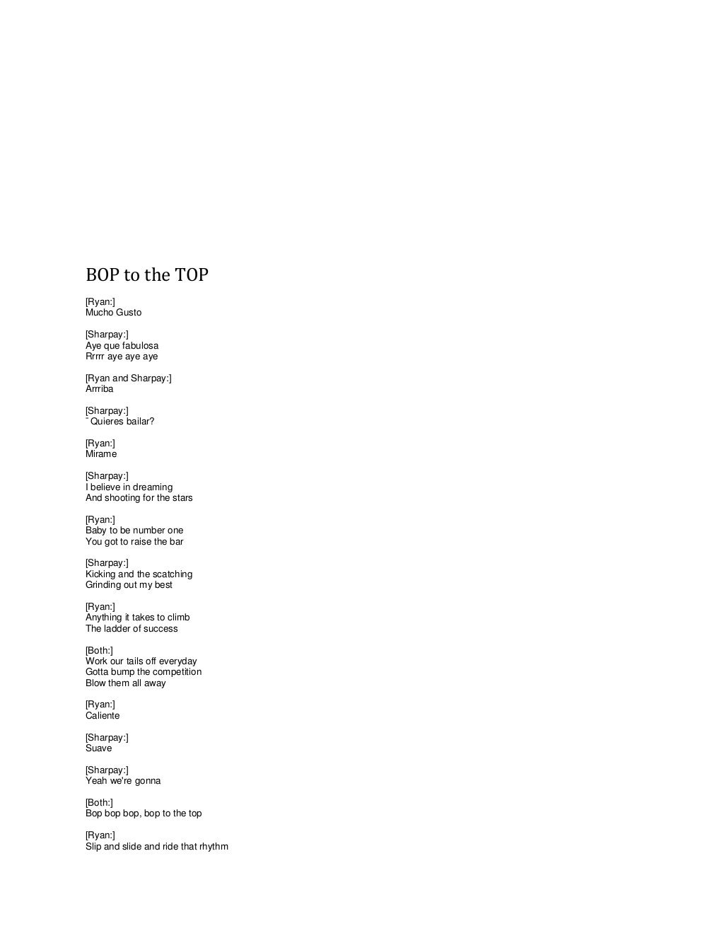 My favorite lyrics