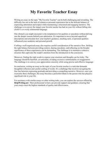 My Favorite Teacher Essay | PDF