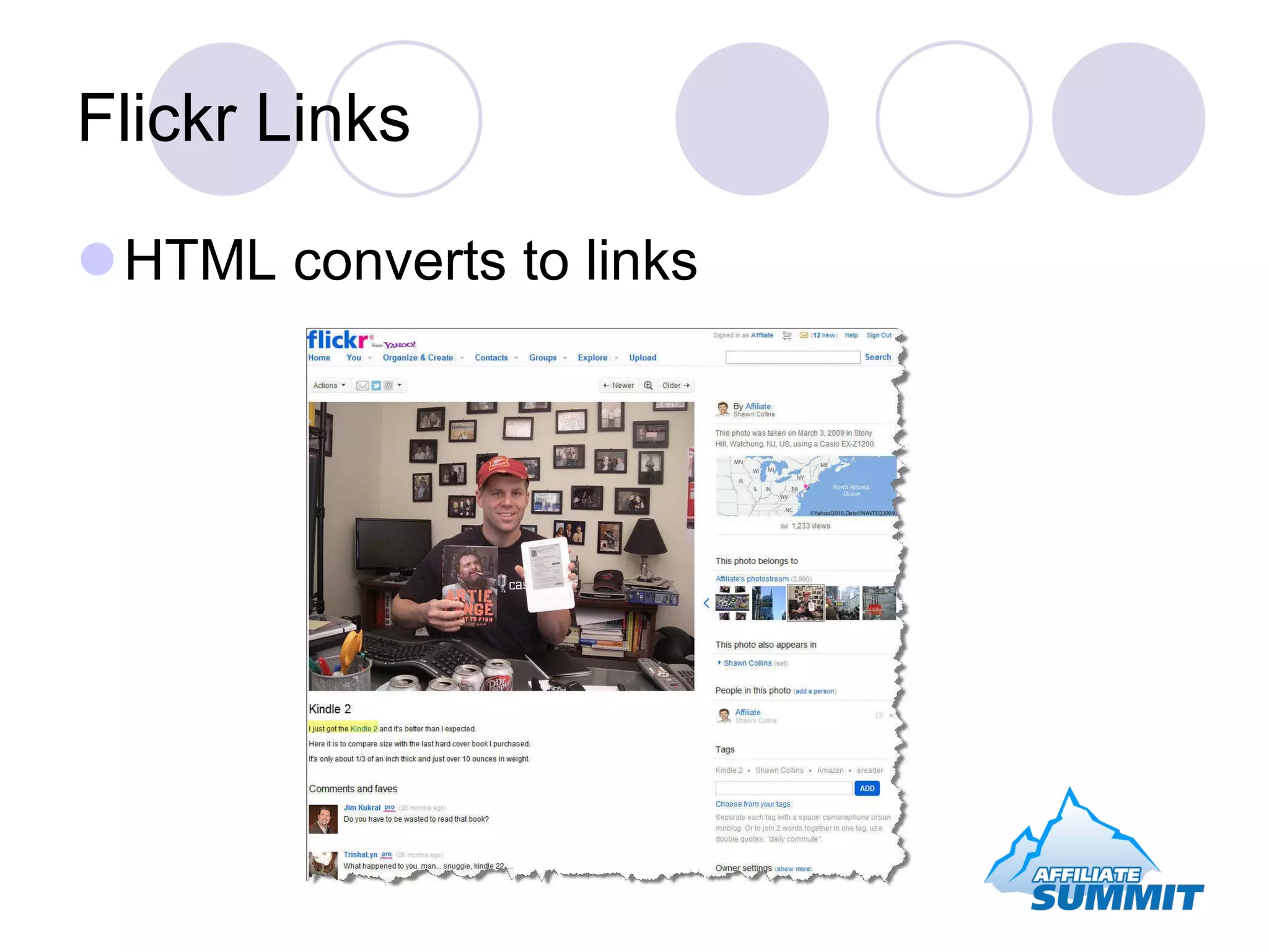 Flickr Links HTML converts to links