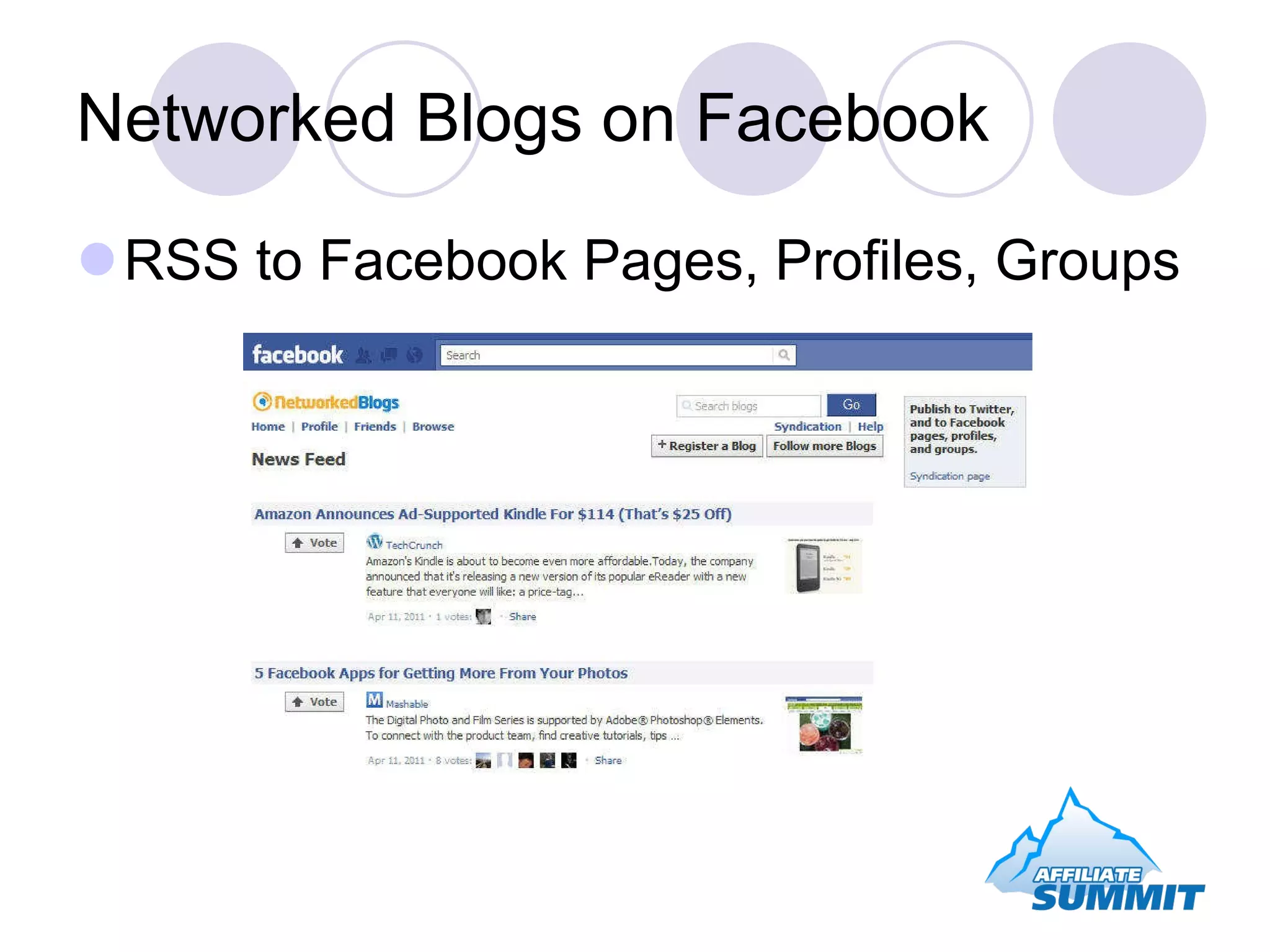 Networked Blogs on Facebook RSS to Facebook Pages, Profiles, Groups