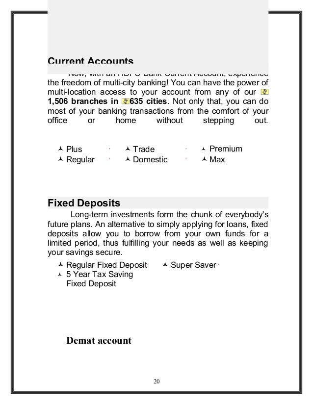 Hdfc Bank Project Report