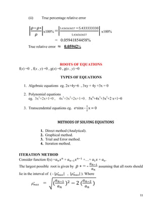 NUMERICA METHODS 1 final touch summary for test 1 | PDF
